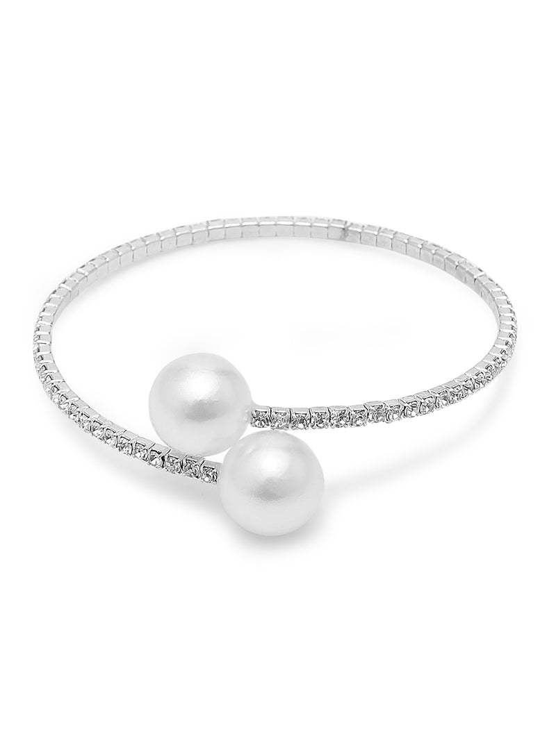 3 Pcs Adjustable Pearl Jewelry Set Necklace Earrings Bracelet