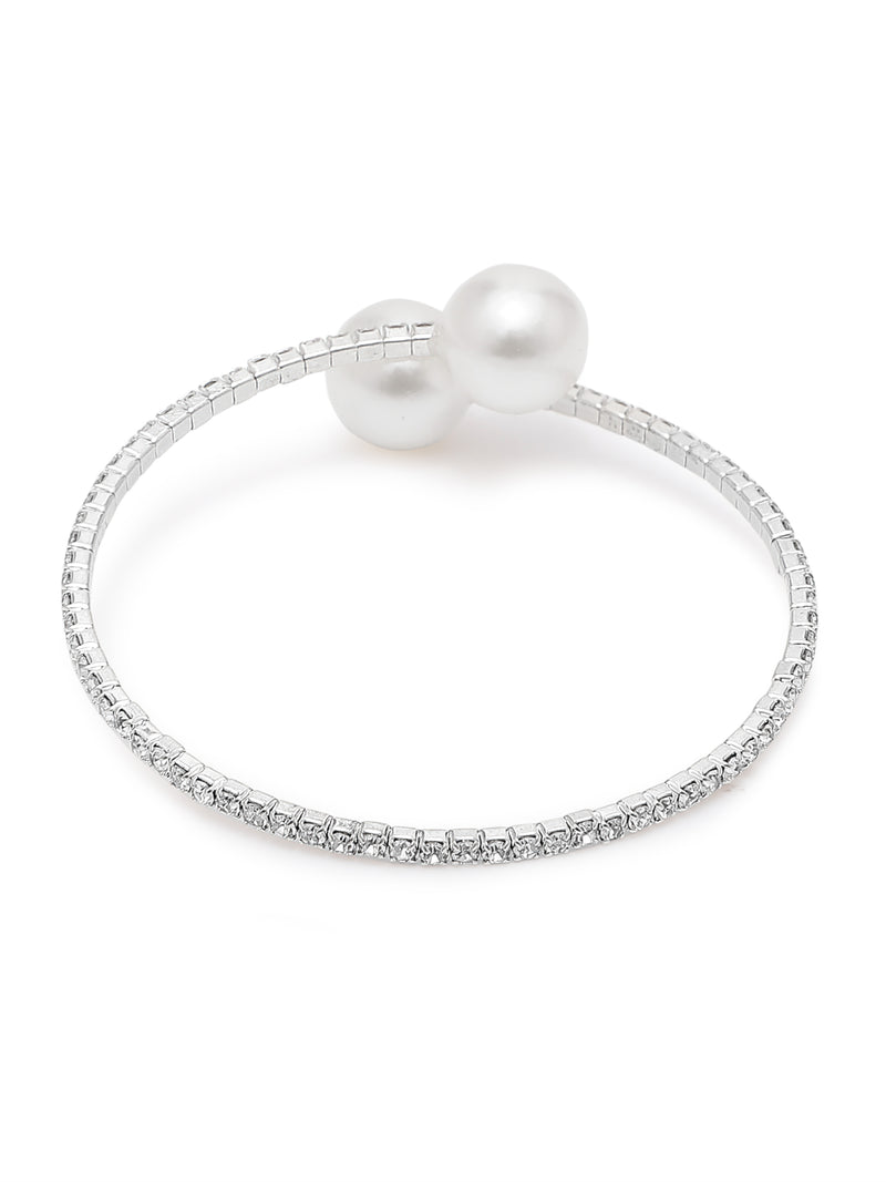 3 Pcs Adjustable Pearl Jewelry Set Necklace Earrings Bracelet