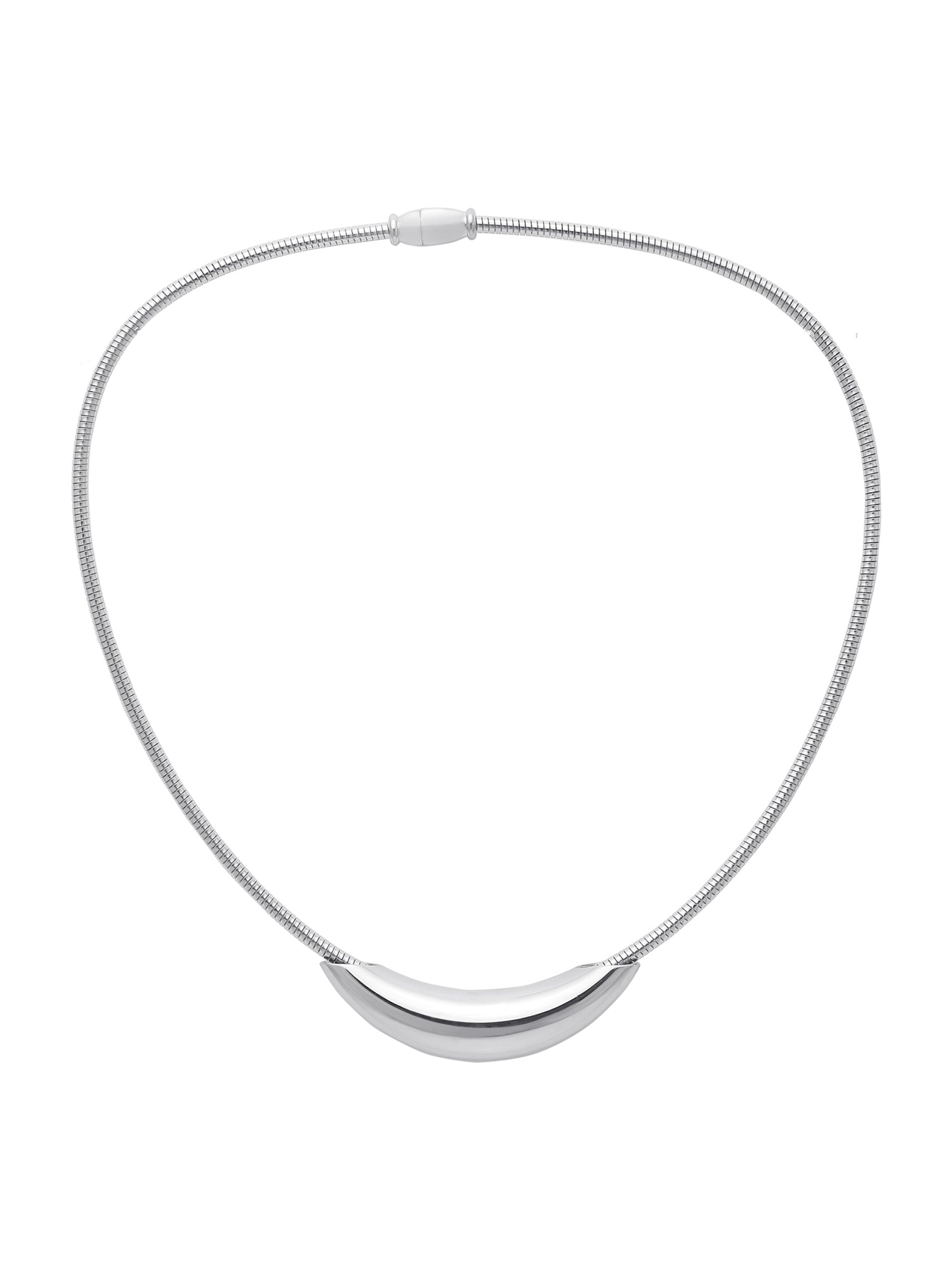 Exaggerated Curve Silver Tube Pendant