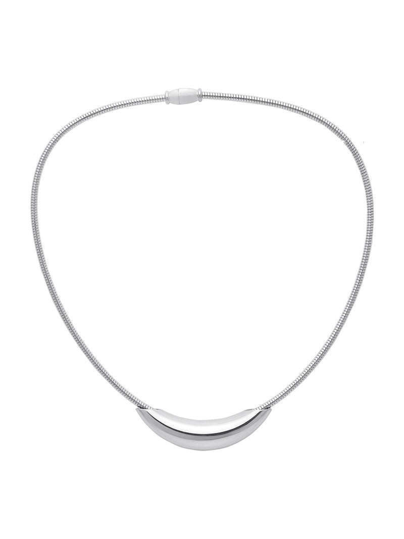 Exaggerated Curve Silver Tube Pendant