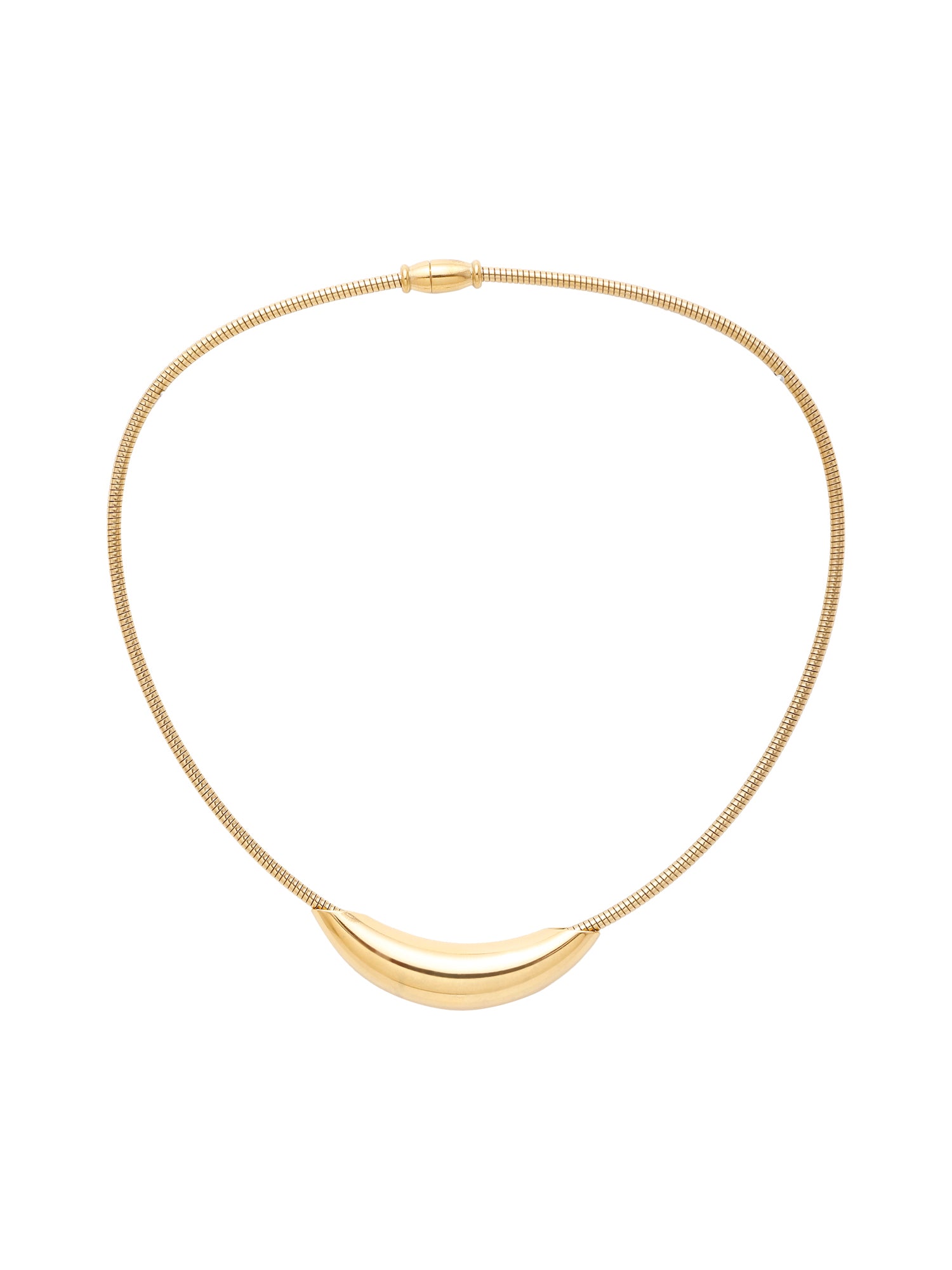 Sculpted Curve: Minimal Gold-Plated Curved Tube Choker Necklace for Women
