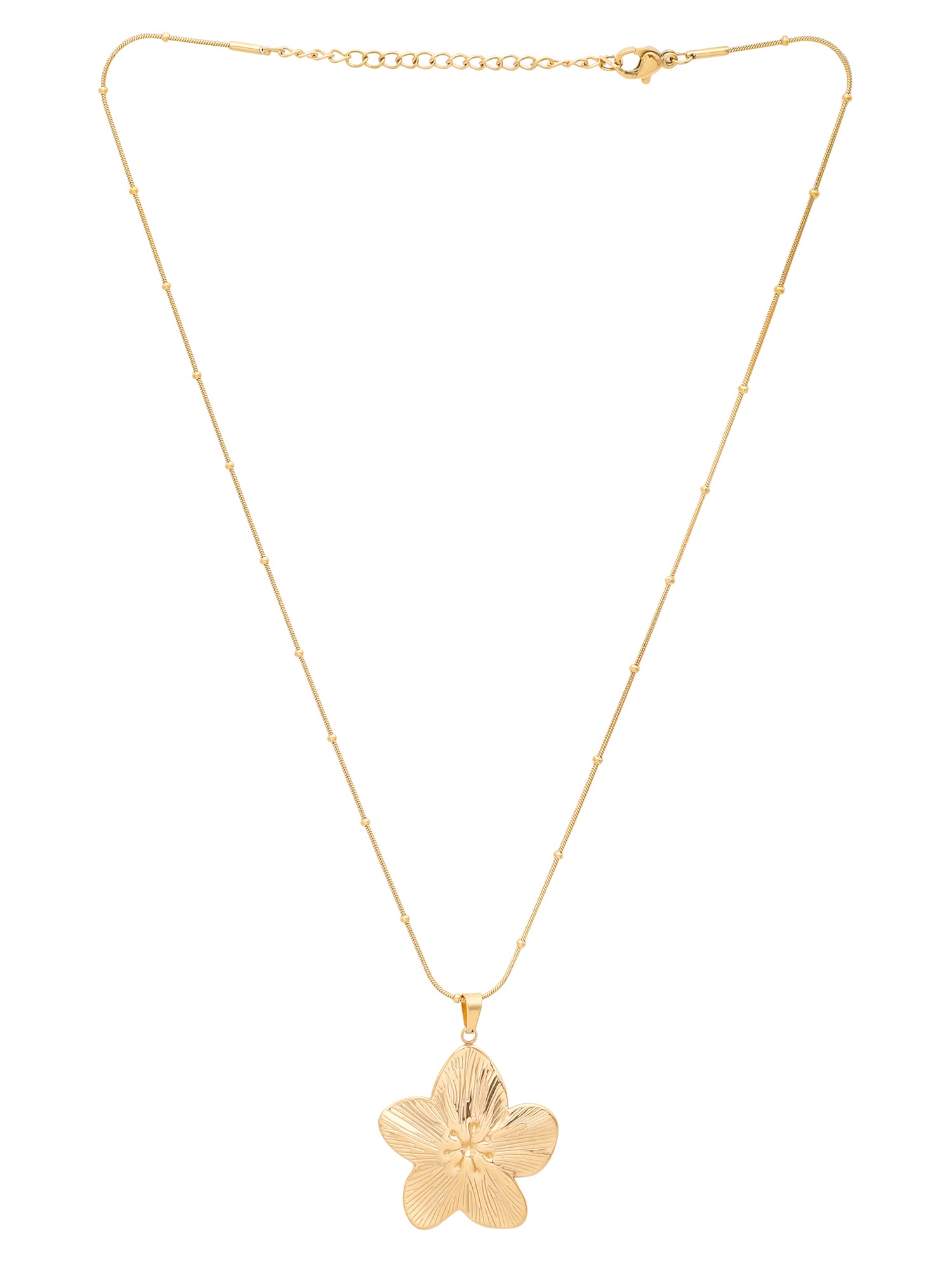 1pc 18K Gold Plated Stainless Steel Large Gold Flower Pendant Necklace for Women