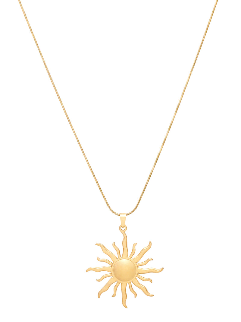 18k Gold Plated Sun Pendant Necklace