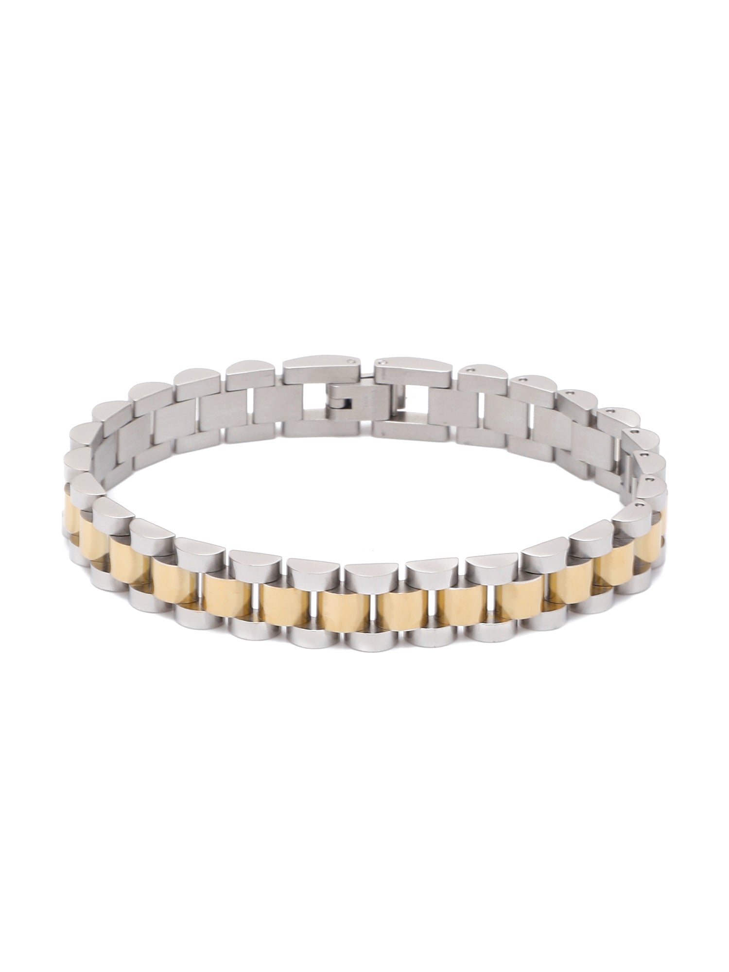 Classic Watchband Strap Bracelet – 18K Gold Plated Metal Elegance for Him & Her