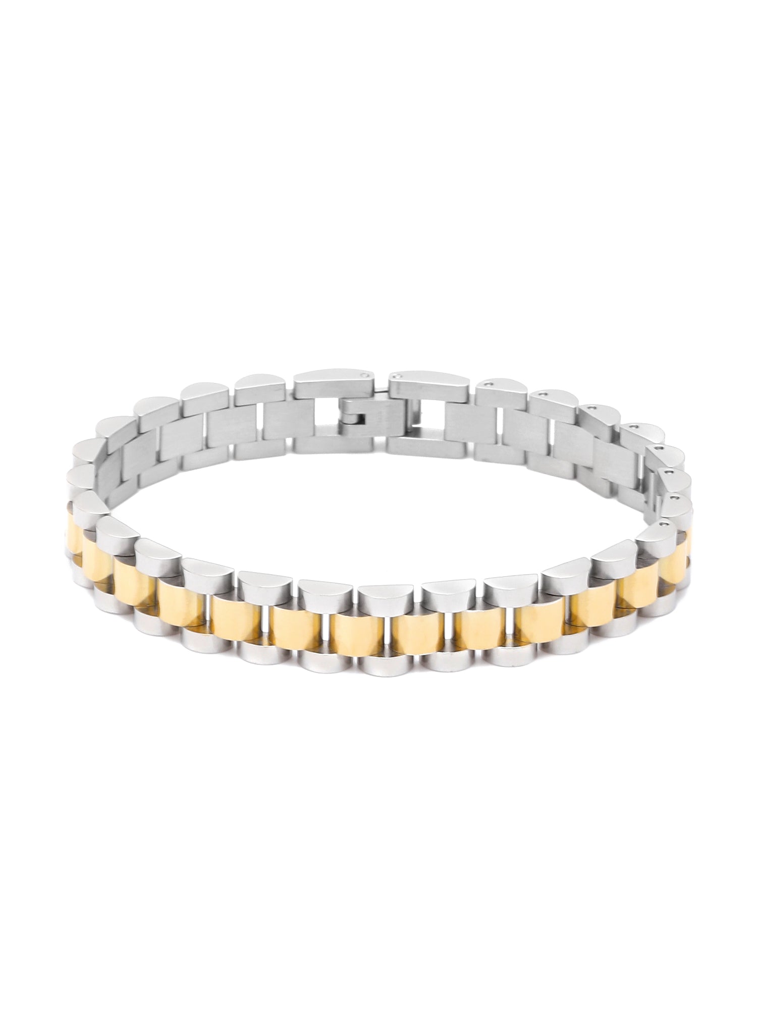 18k Gold Plated Metal Watchband Two-Toned Bracelet
