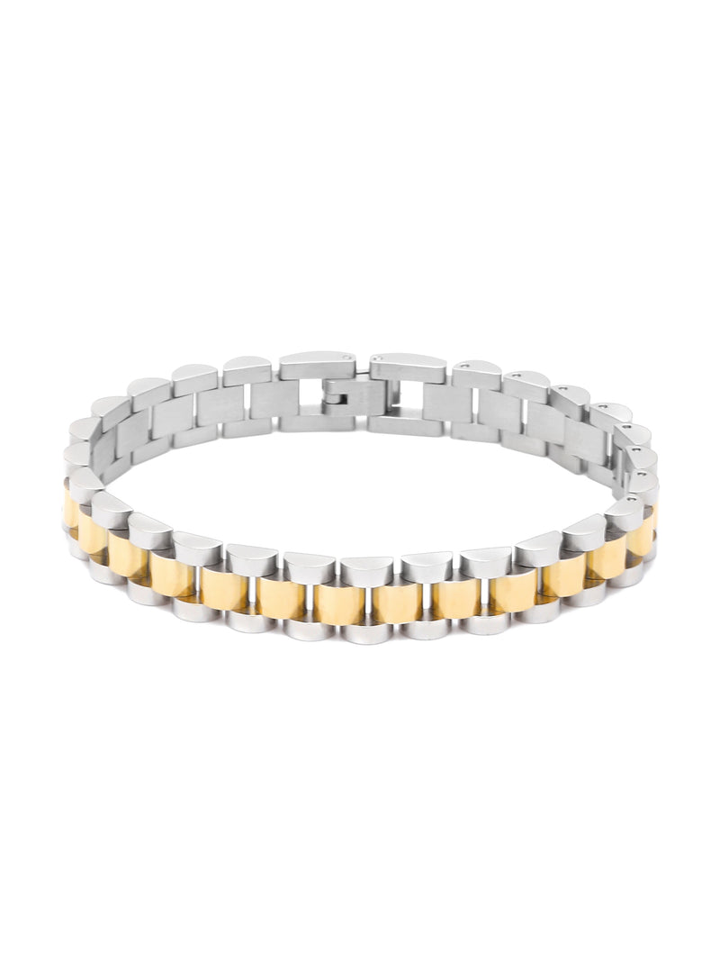 18k Gold Plated Metal Watchband Two-Toned Bracelet