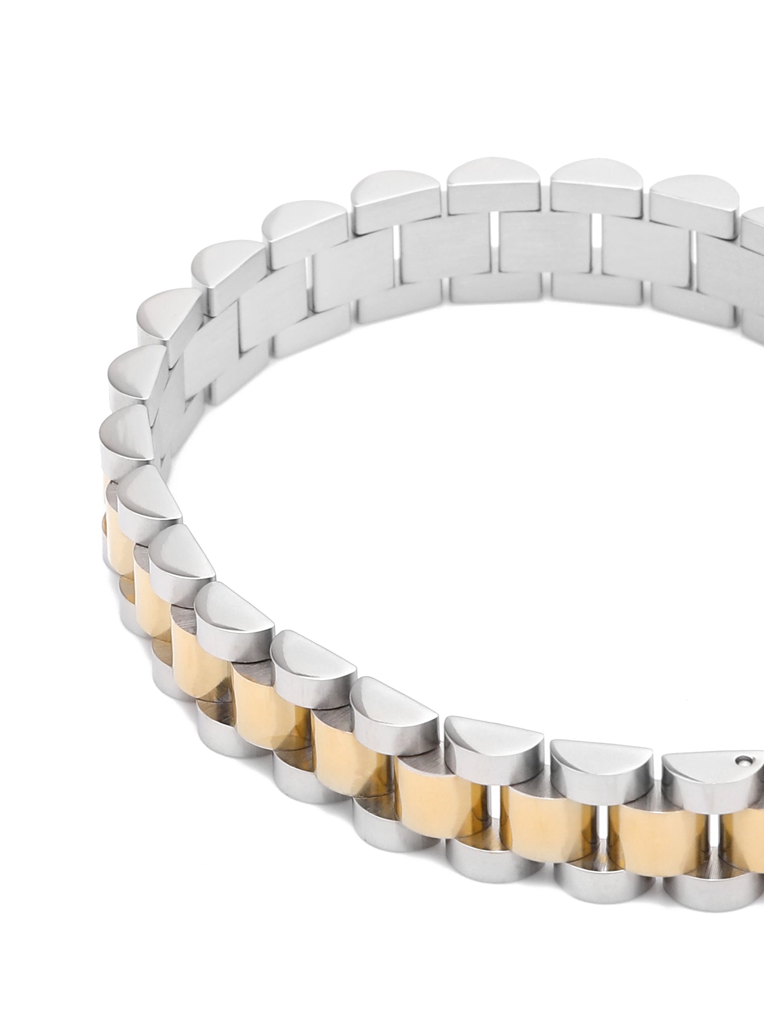 18k Gold Plated Metal Watchband Two-Toned Bracelet