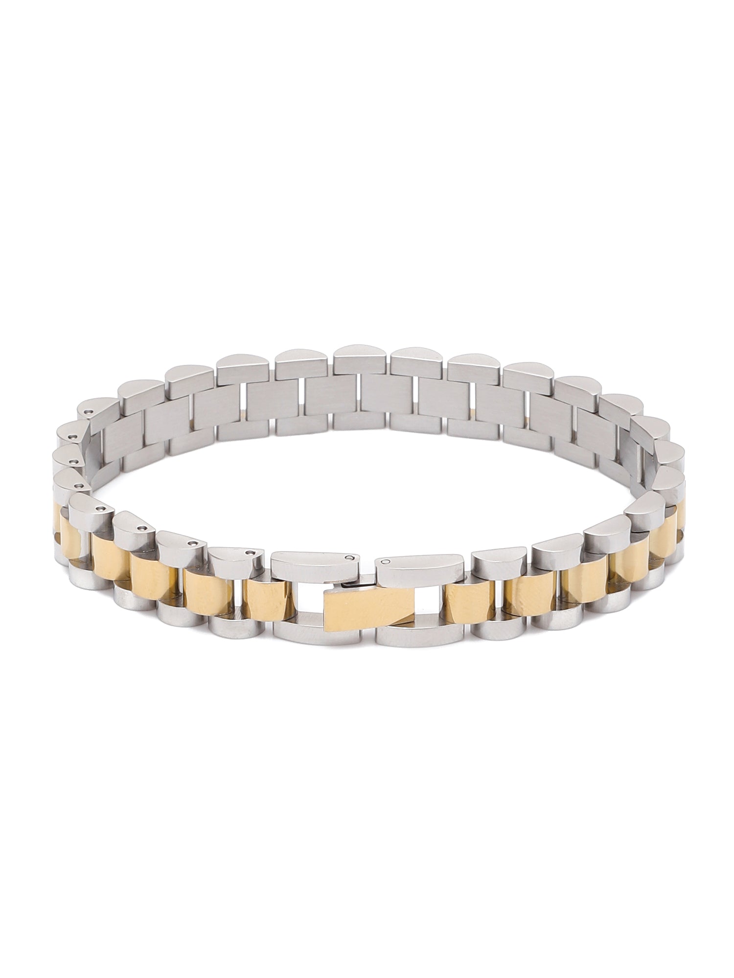 Classic Watchband Strap Bracelet – 18K Gold Plated Metal Elegance for Him & Her