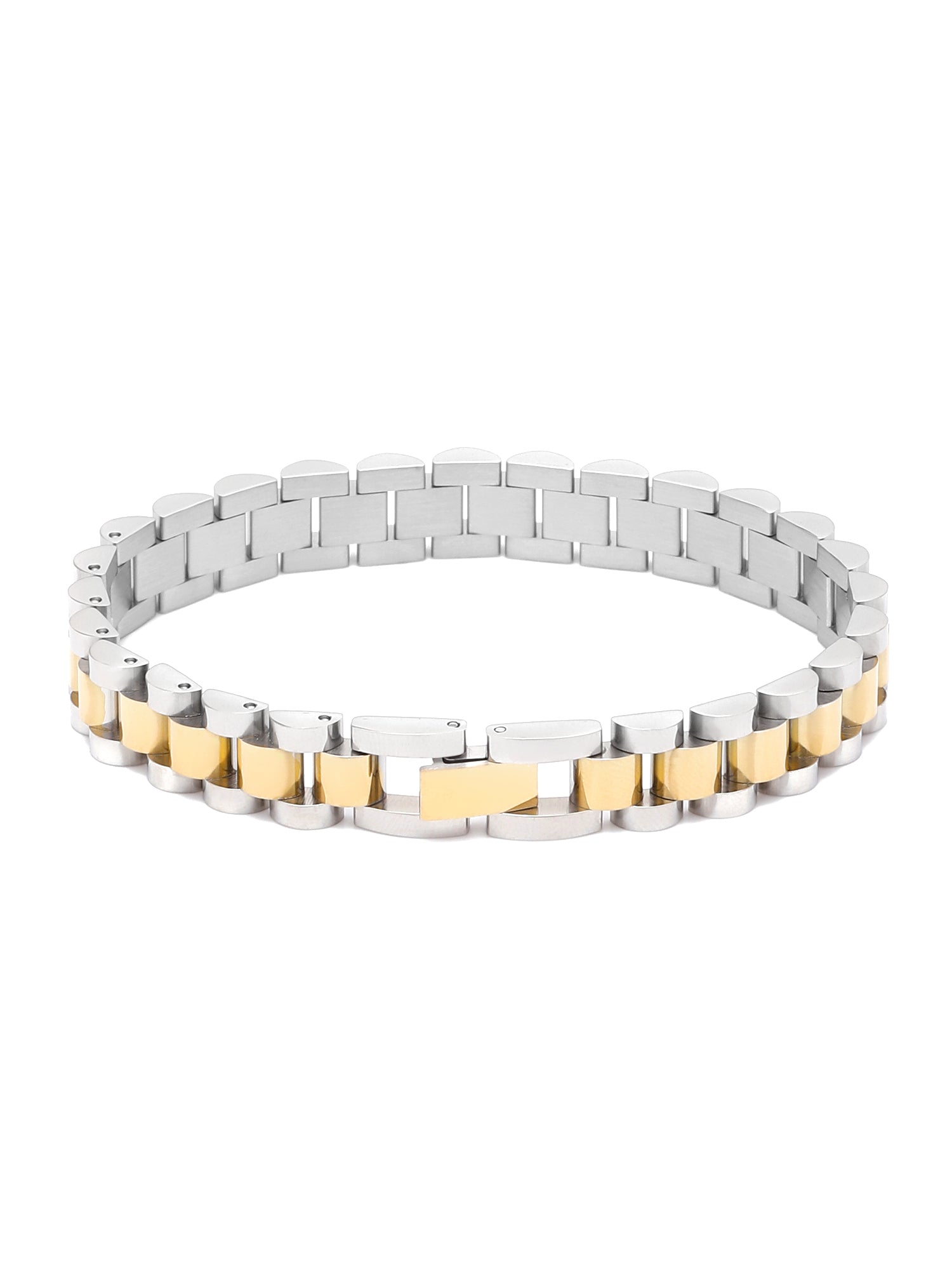 18k Gold Plated Metal Watchband Two-Toned Bracelet