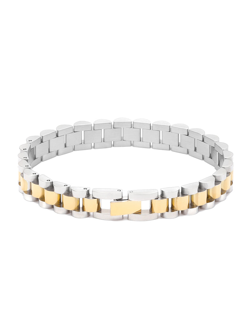 18k Gold Plated Metal Watchband Two-Toned Bracelet
