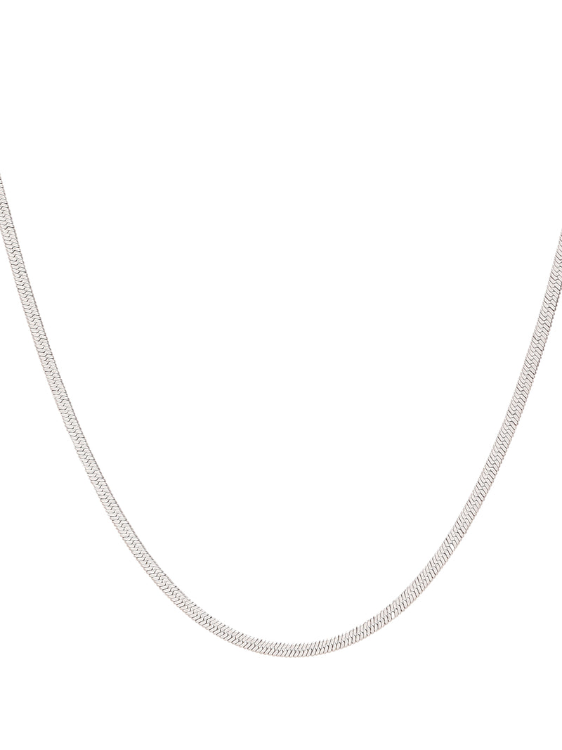2 Pcs Flat Silver Snake Chain & Bracelet Set