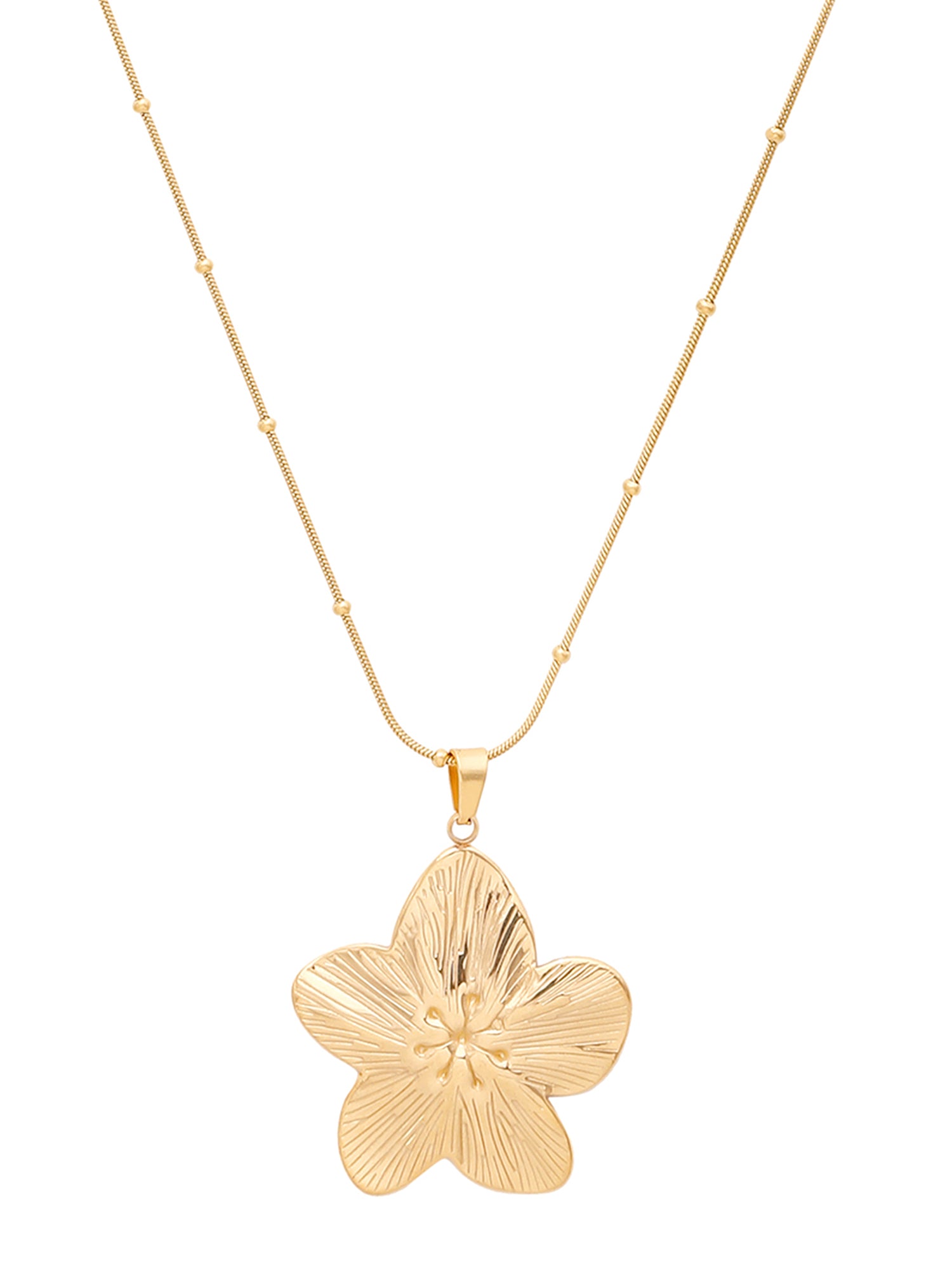 1pc 18K Gold Plated Stainless Steel Large Gold Flower Pendant Necklace for Women