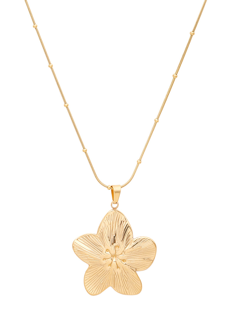 Large Flower Gold Pendant Necklace for Women