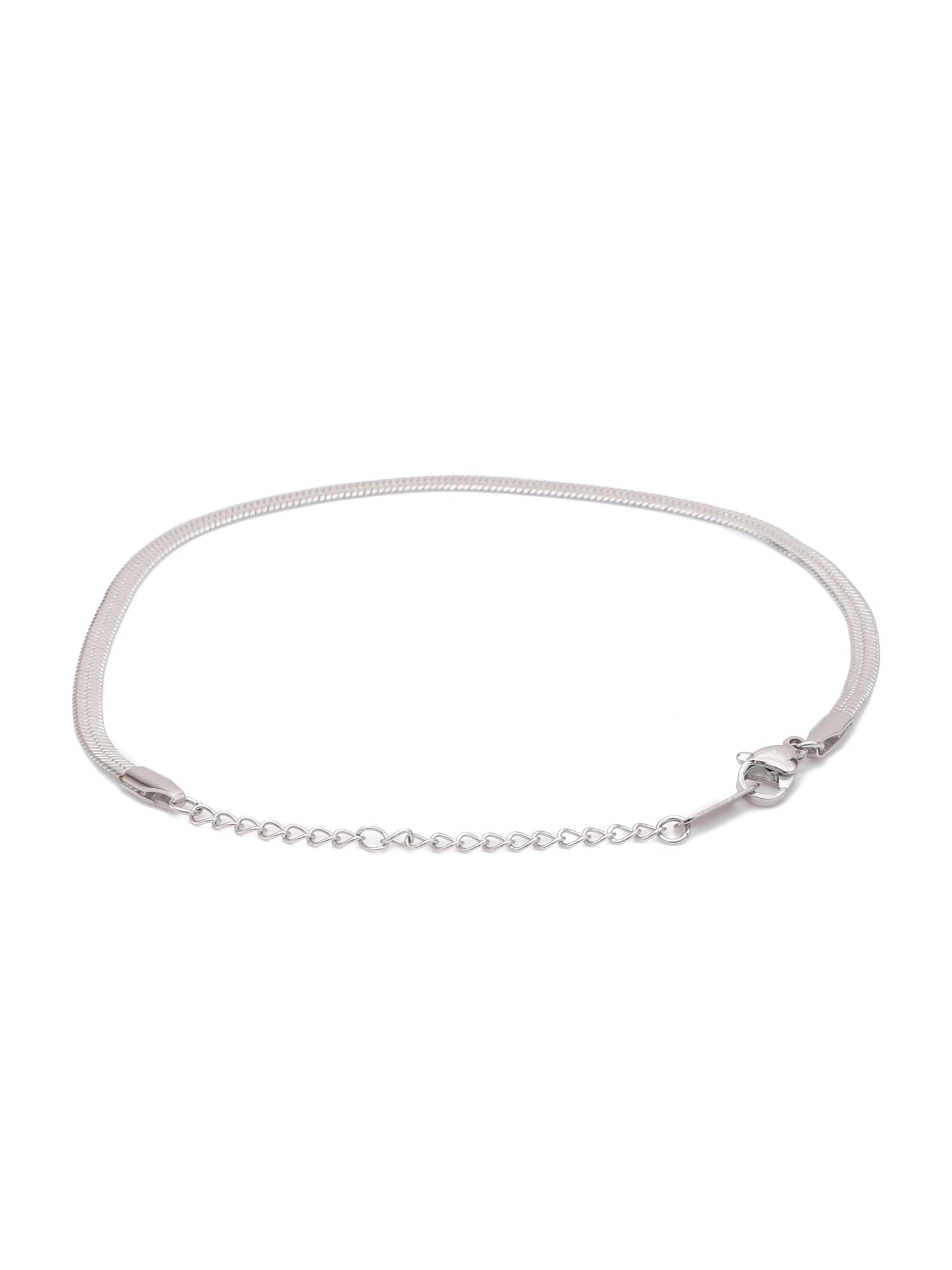 2 Pcs Flat Silver Snake Chain & Bracelet Set