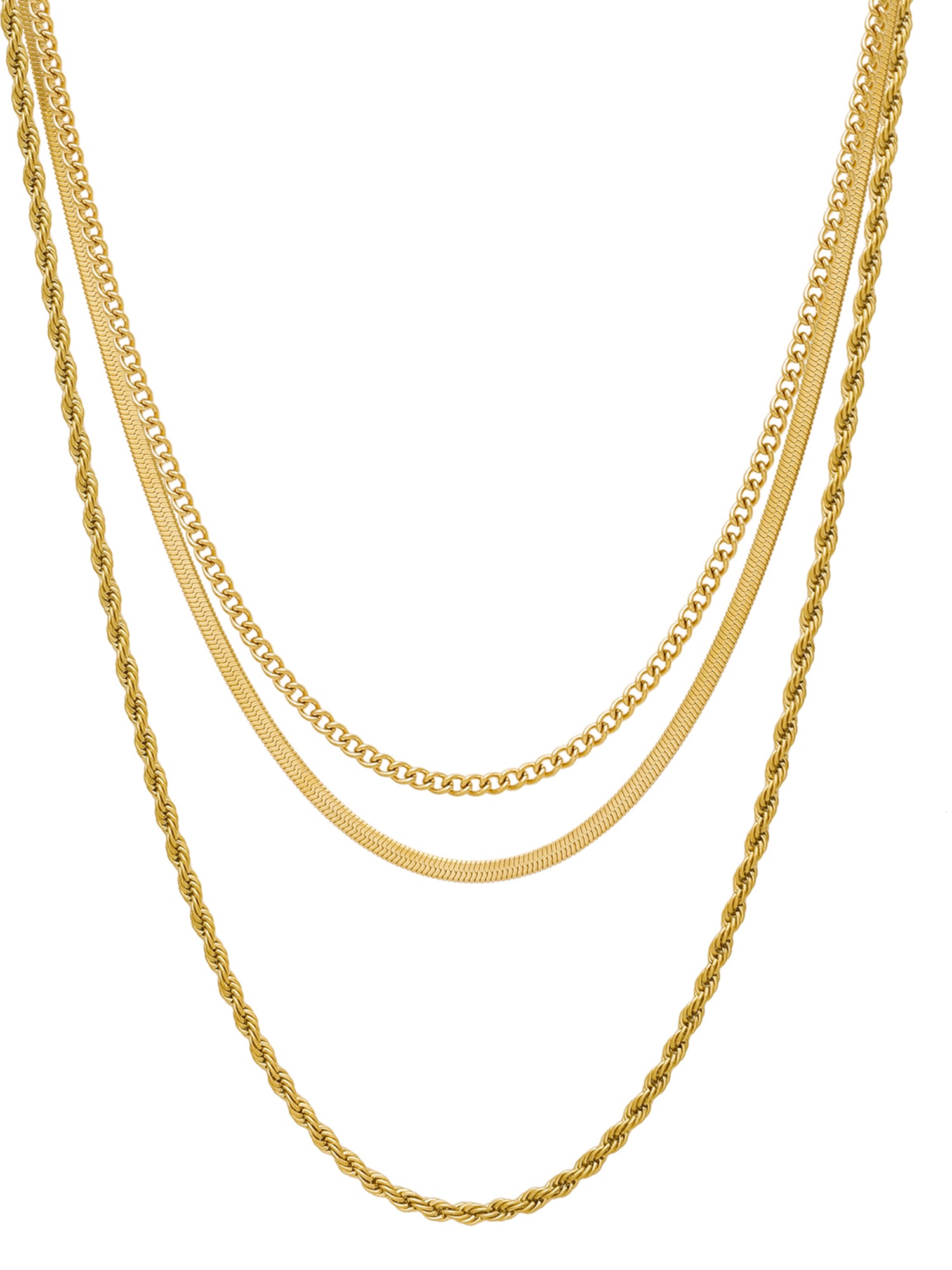 3pcs 18K Gold Plated Minimalist Chain Necklace