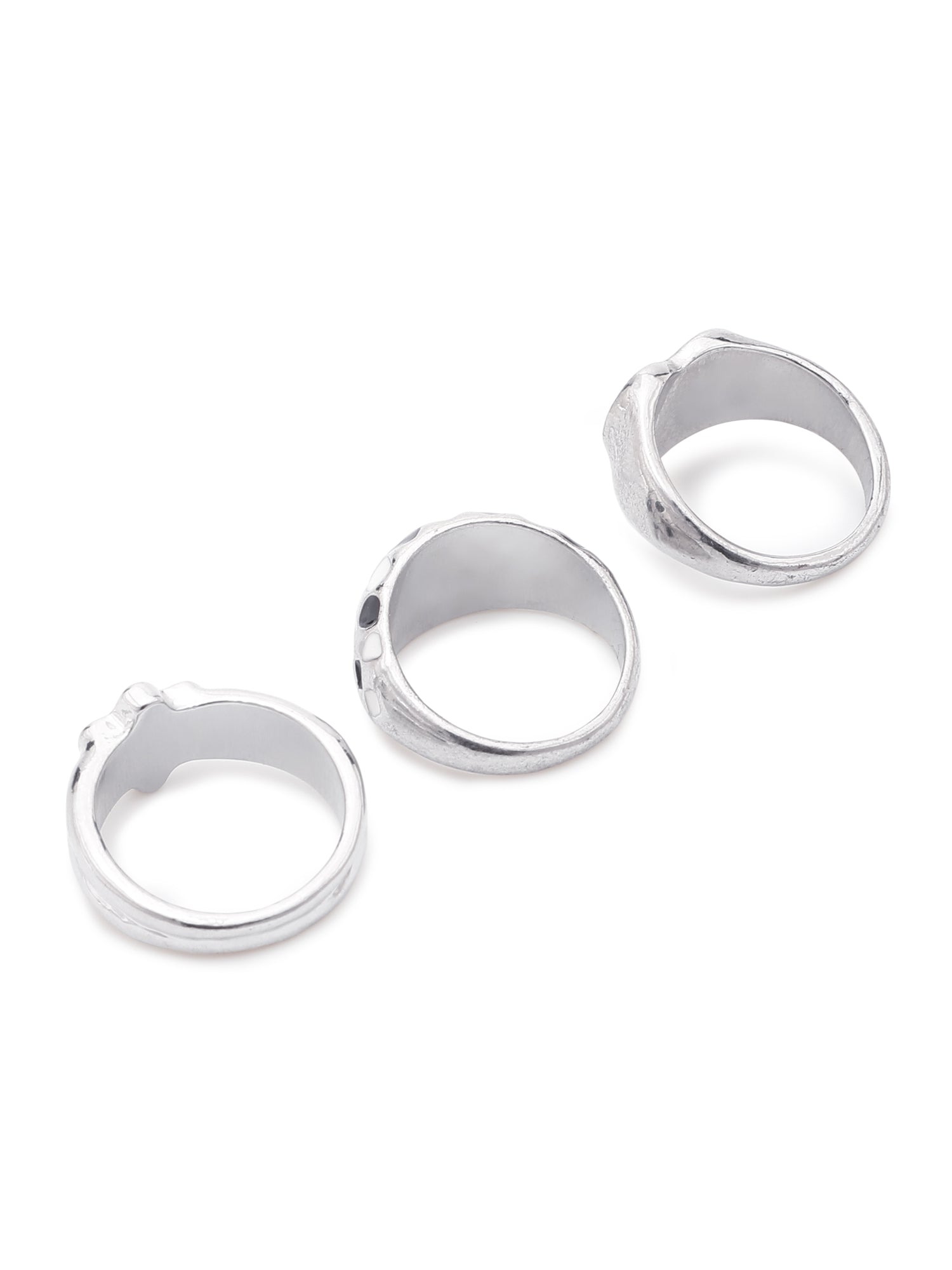 3-Piece Statement Ring Set – Black & White Y2K Aesthetic