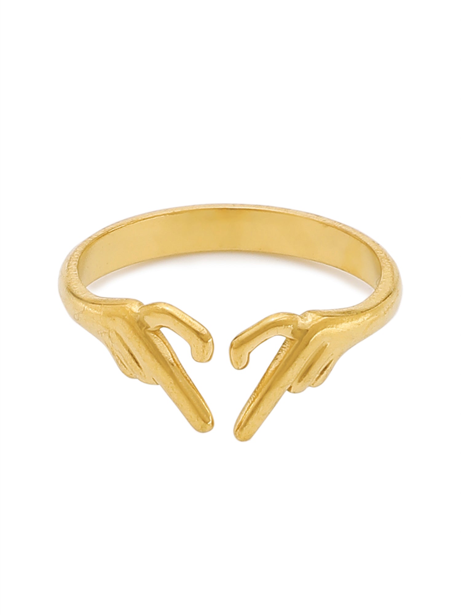 18k Gold-Plated Adjustable Heart Hands Ring