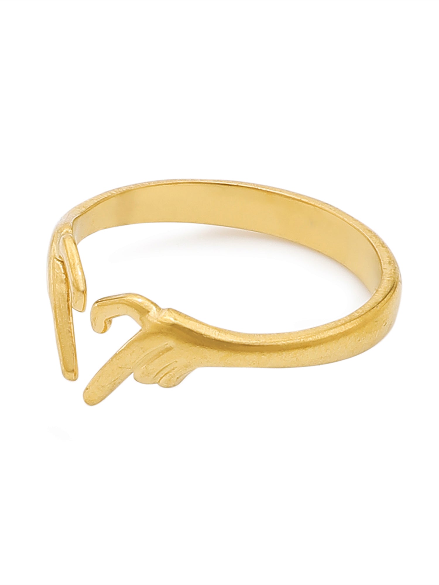 18k Gold-Plated Adjustable Heart Hands Ring