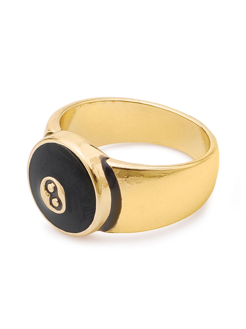 18k Gold-Plated 8 Ball Dual Tone Ring