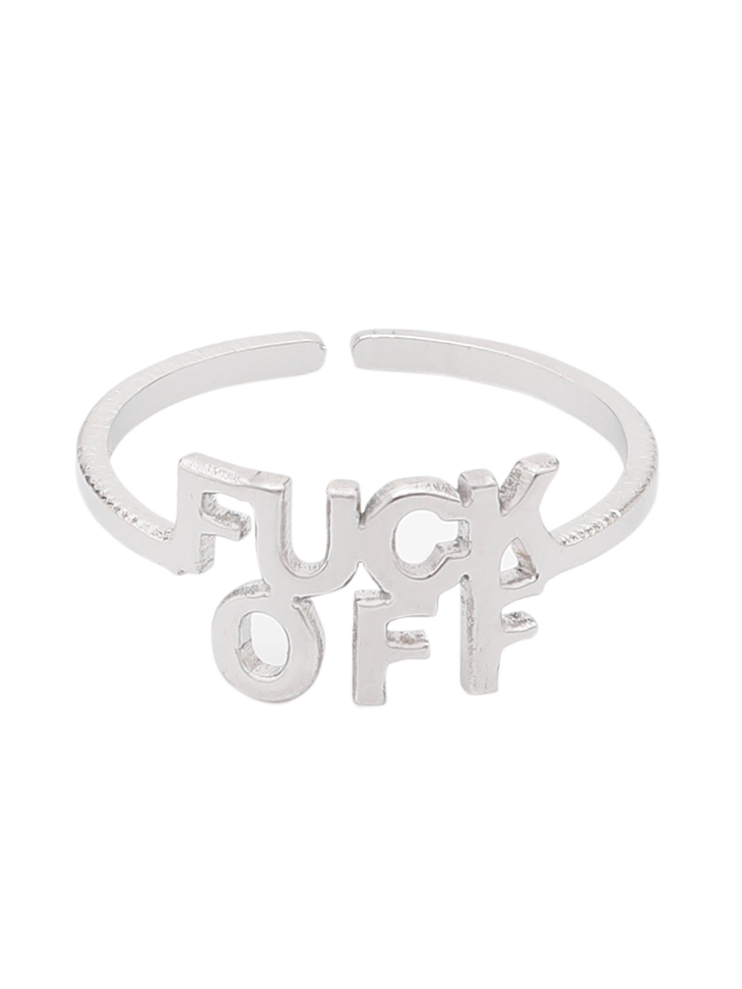 Silver Adjustable "Fuck Off" Ring