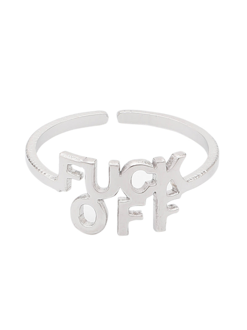Silver Adjustable "Fuck Off" Ring