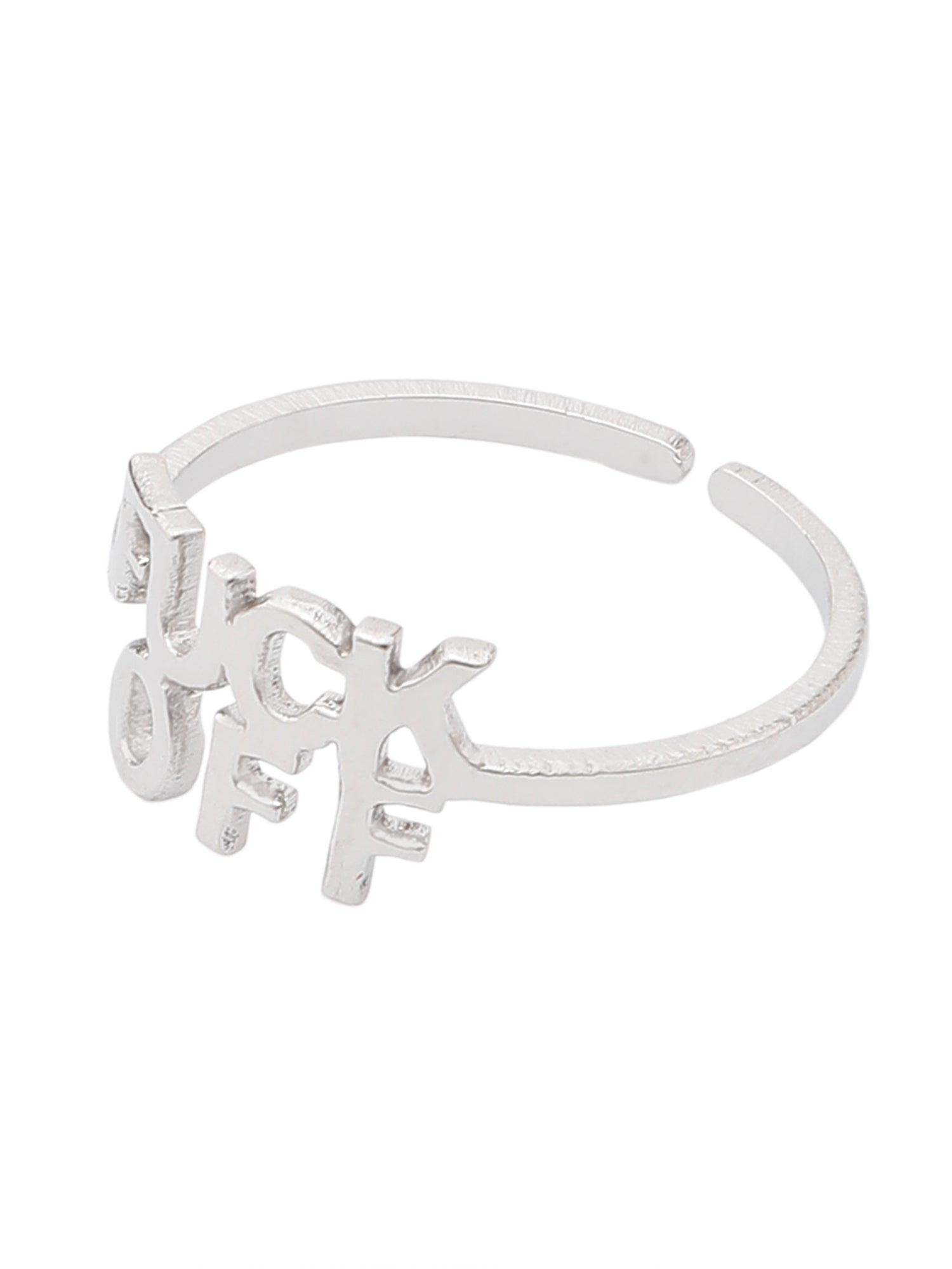 Silver Adjustable "Fuck Off" Ring