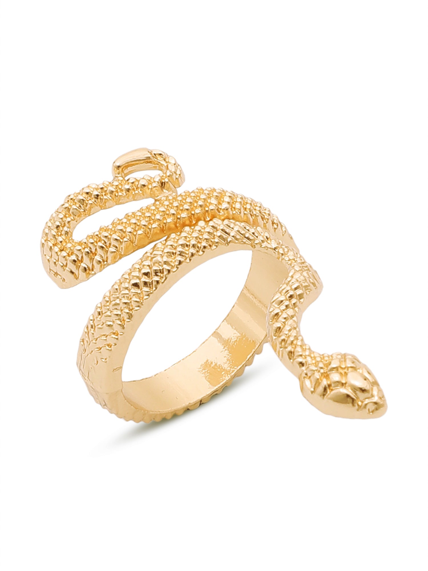 Imoli Snake & Rhinestone Ring Set – 5-Piece 18K Gold Plated Glam Stack