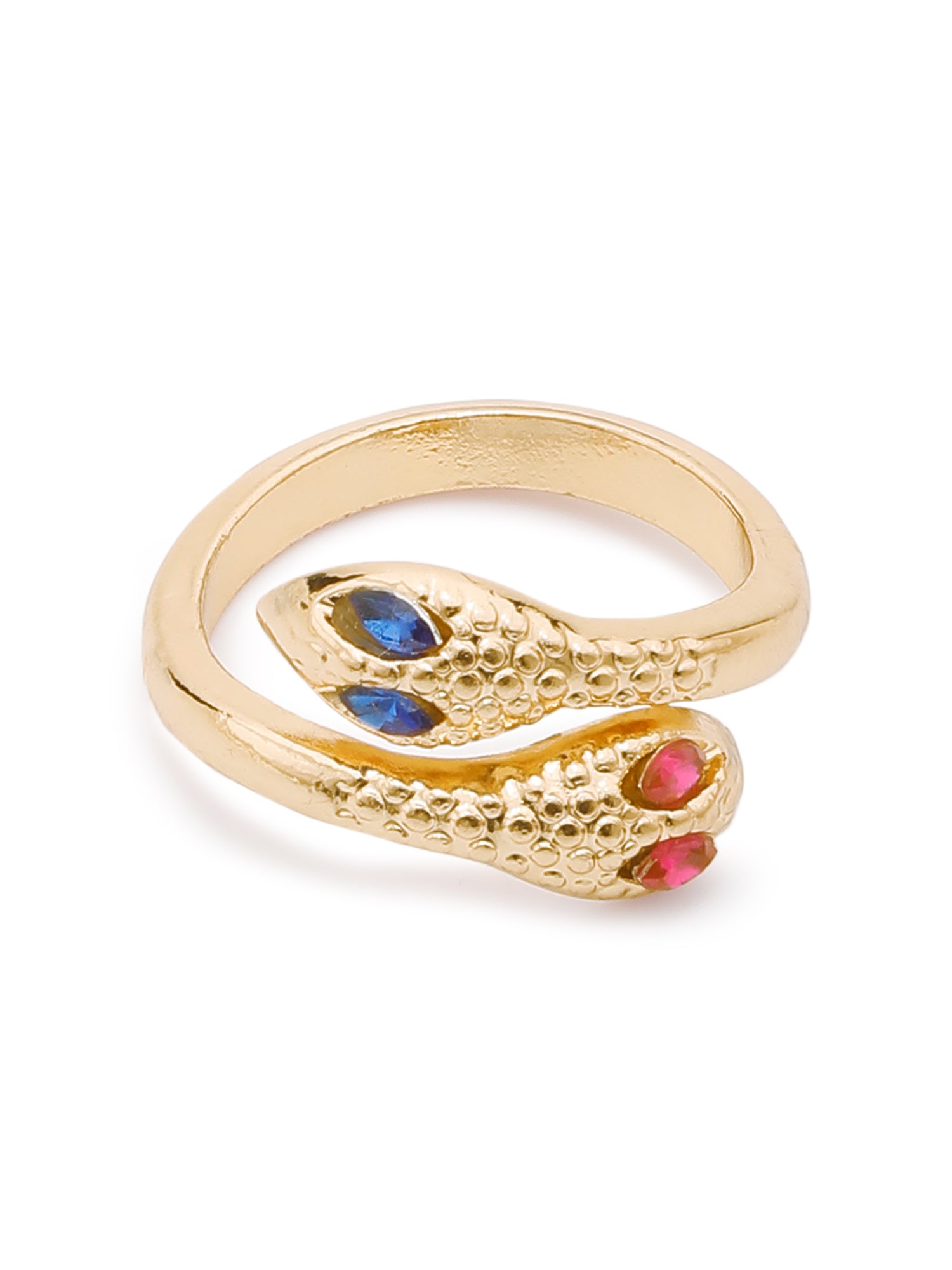 Imoli Snake & Rhinestone Ring Set – 5-Piece 18K Gold Plated Glam Stack