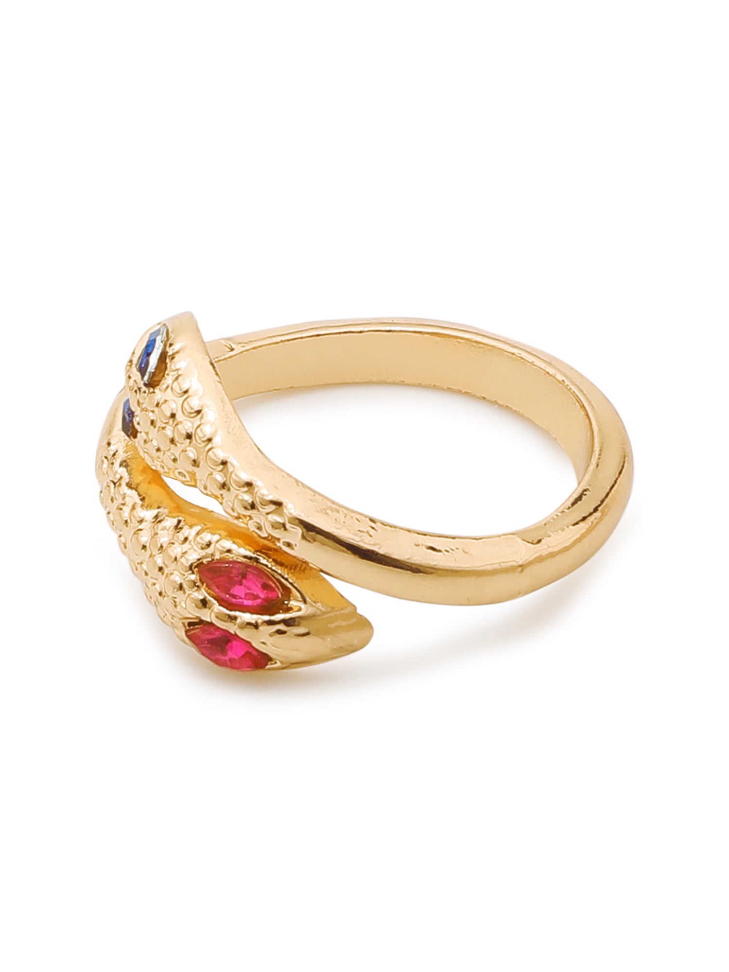 Imoli Snake & Rhinestone Ring Set – 5-Piece 18K Gold Plated Glam Stack