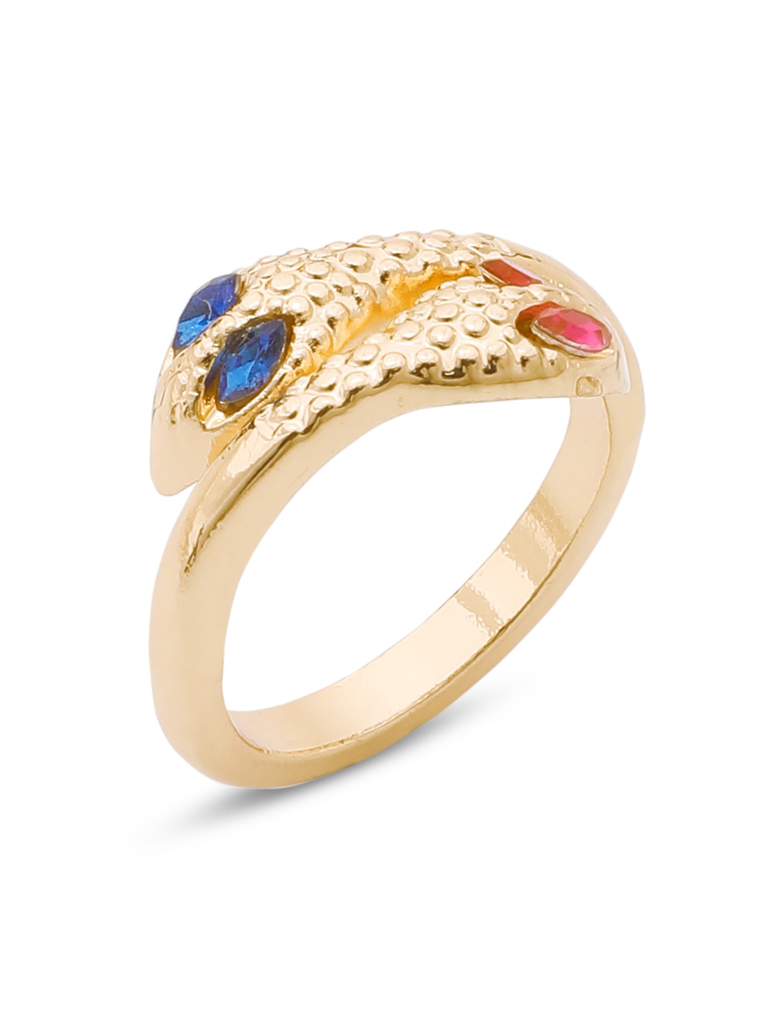 Imoli Snake & Rhinestone Ring Set – 5-Piece 18K Gold Plated Glam Stack