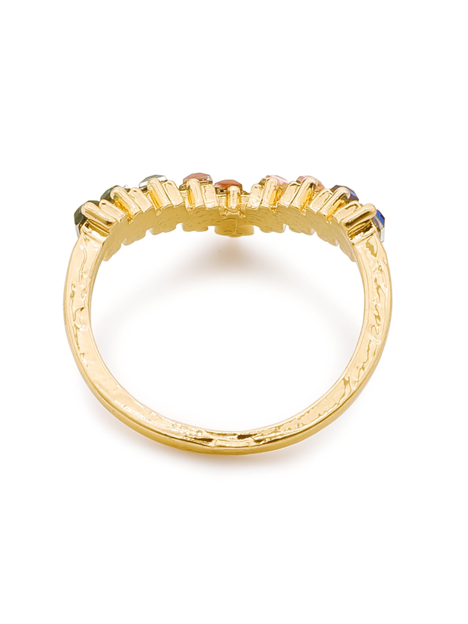 18k Gold-Plated Multicolor V Shaped Adjustable Ring