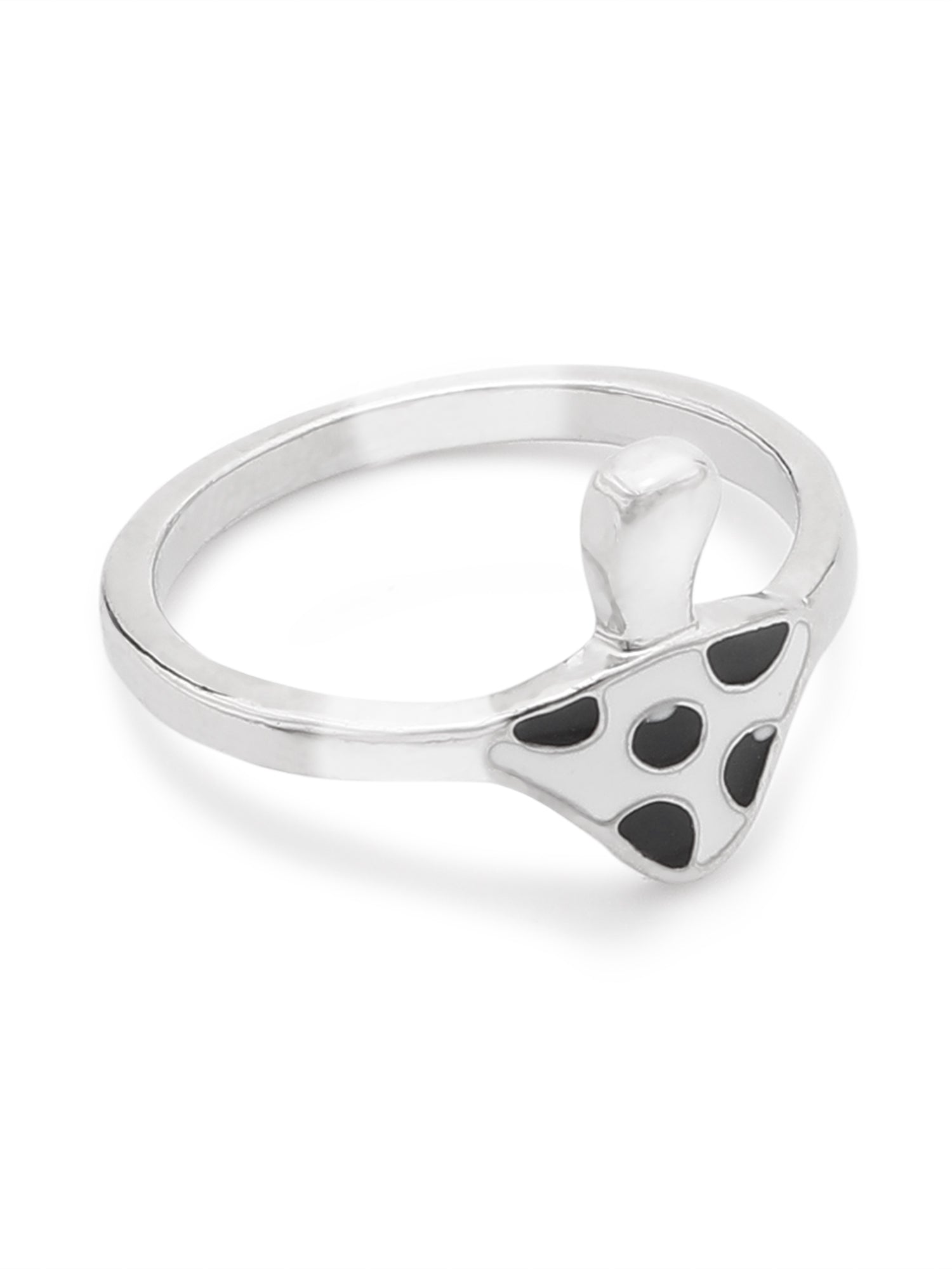 3 Pcs Checkered Black Adjustable Ring Set – Mushroom, Dome & Butterfly