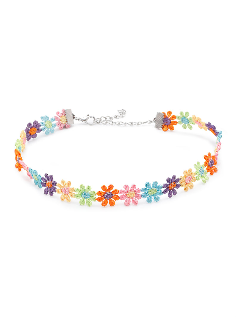 Multicolor Flower Choker Necklace