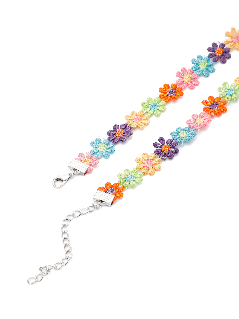Multicolor Flower Choker Necklace