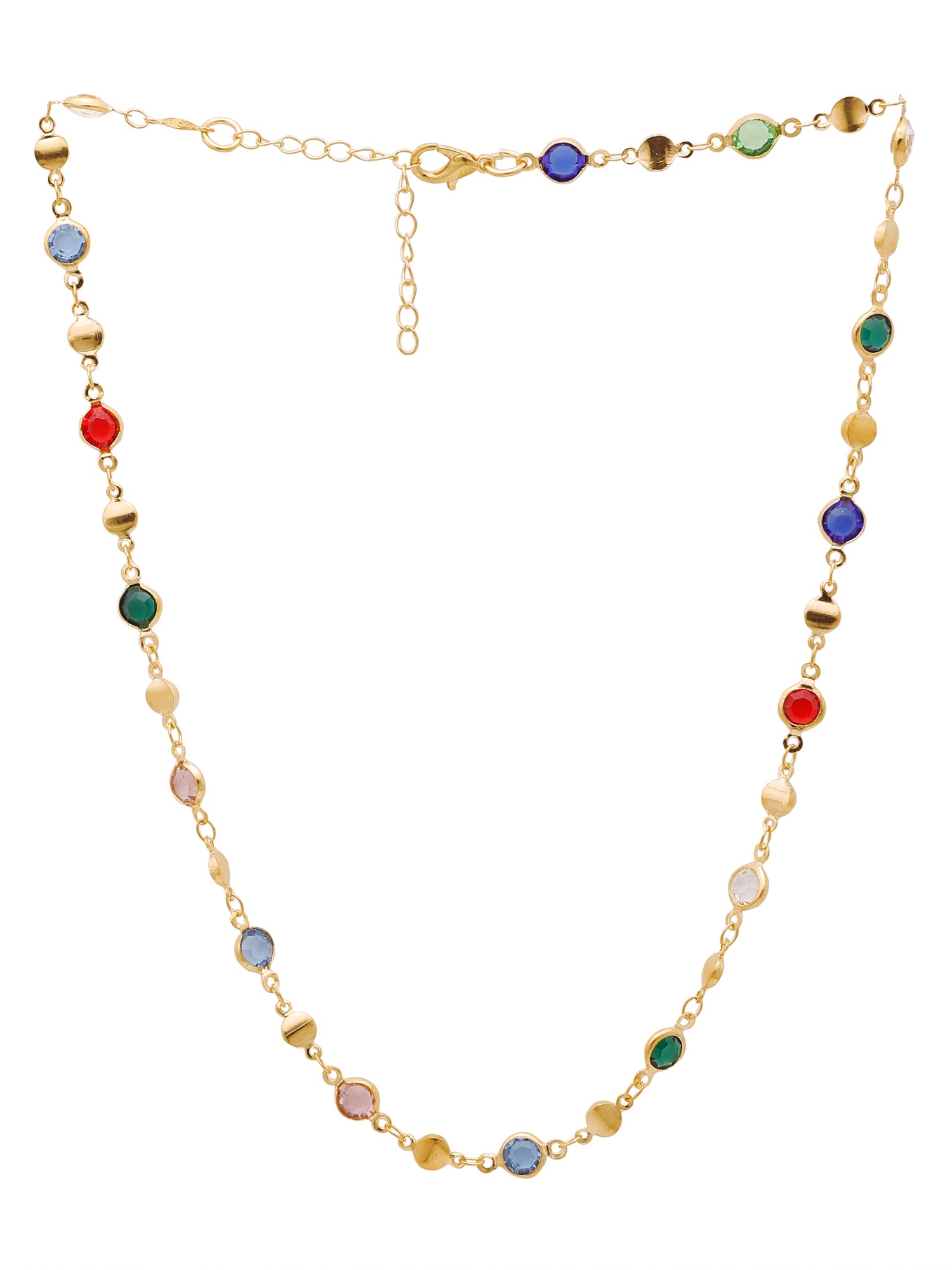 Glass Bead Party Choker Necklace – Vibrant Random Color Glam in Gold