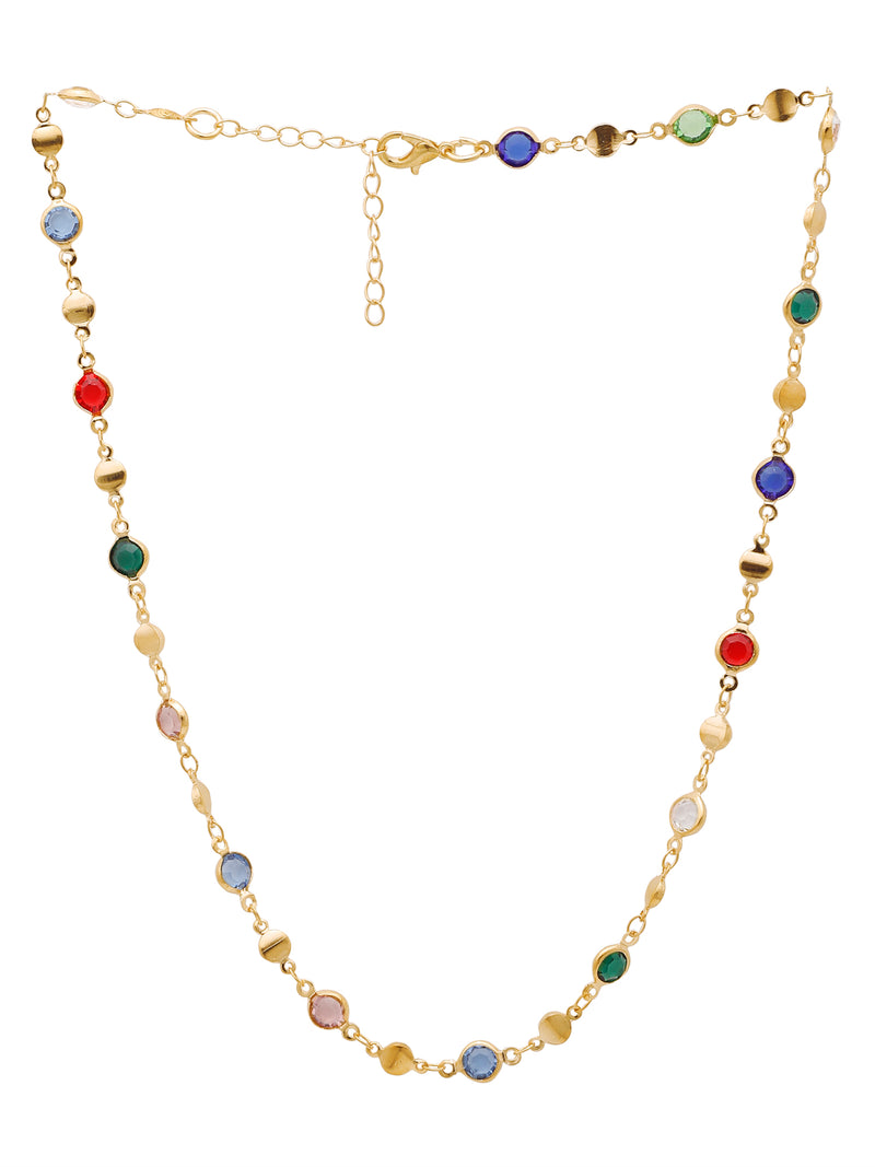 18k Gold-Plated Multicolor Necklace with Big Coloured Circles