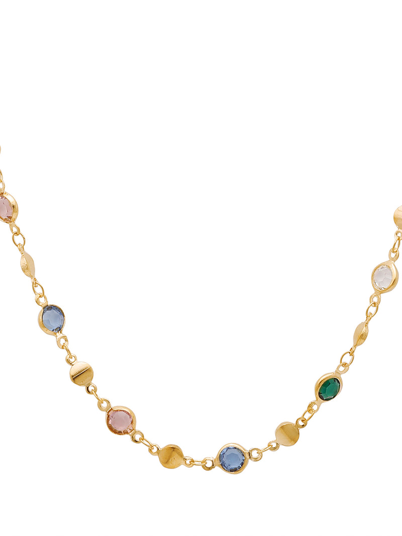 18k Gold-Plated Multicolor Necklace with Big Coloured Circles