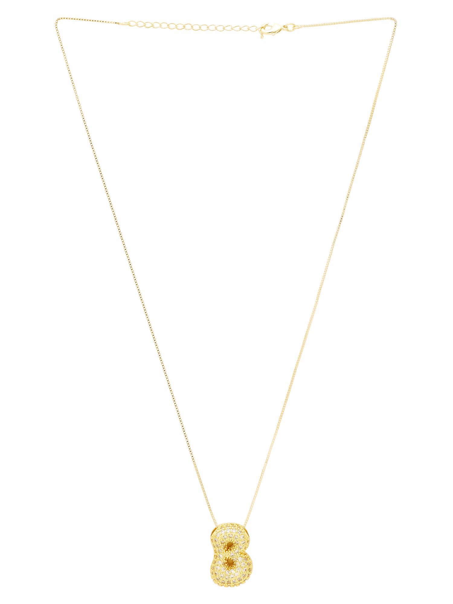 CZ Zirconia Bubble Letters Pendant Necklace