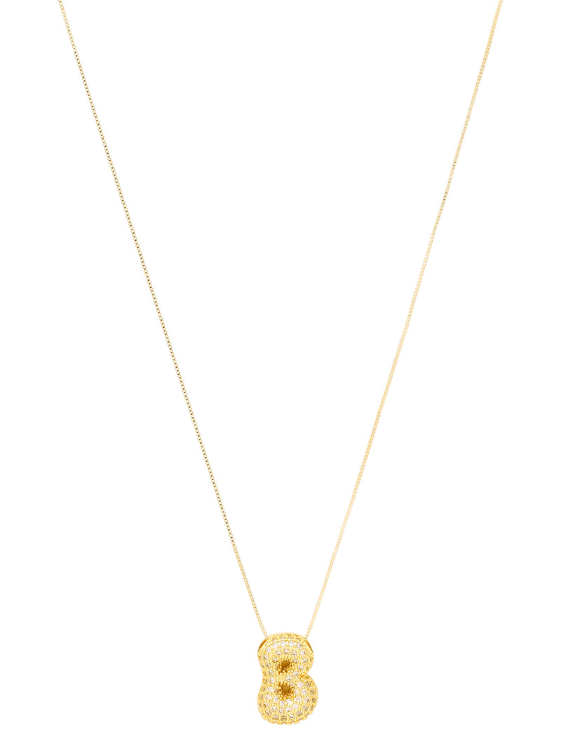 18k Gold-Plated Shiny Bubble Letter Pendant Necklace
