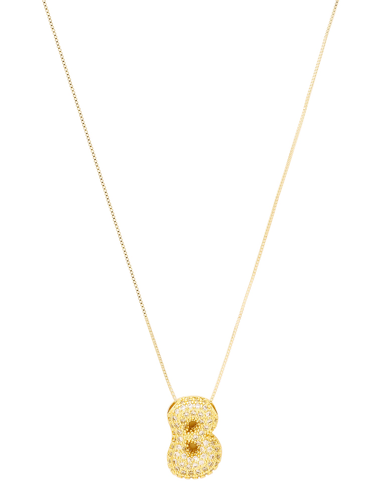 CZ Zirconia Bubble Letters Pendant Necklace