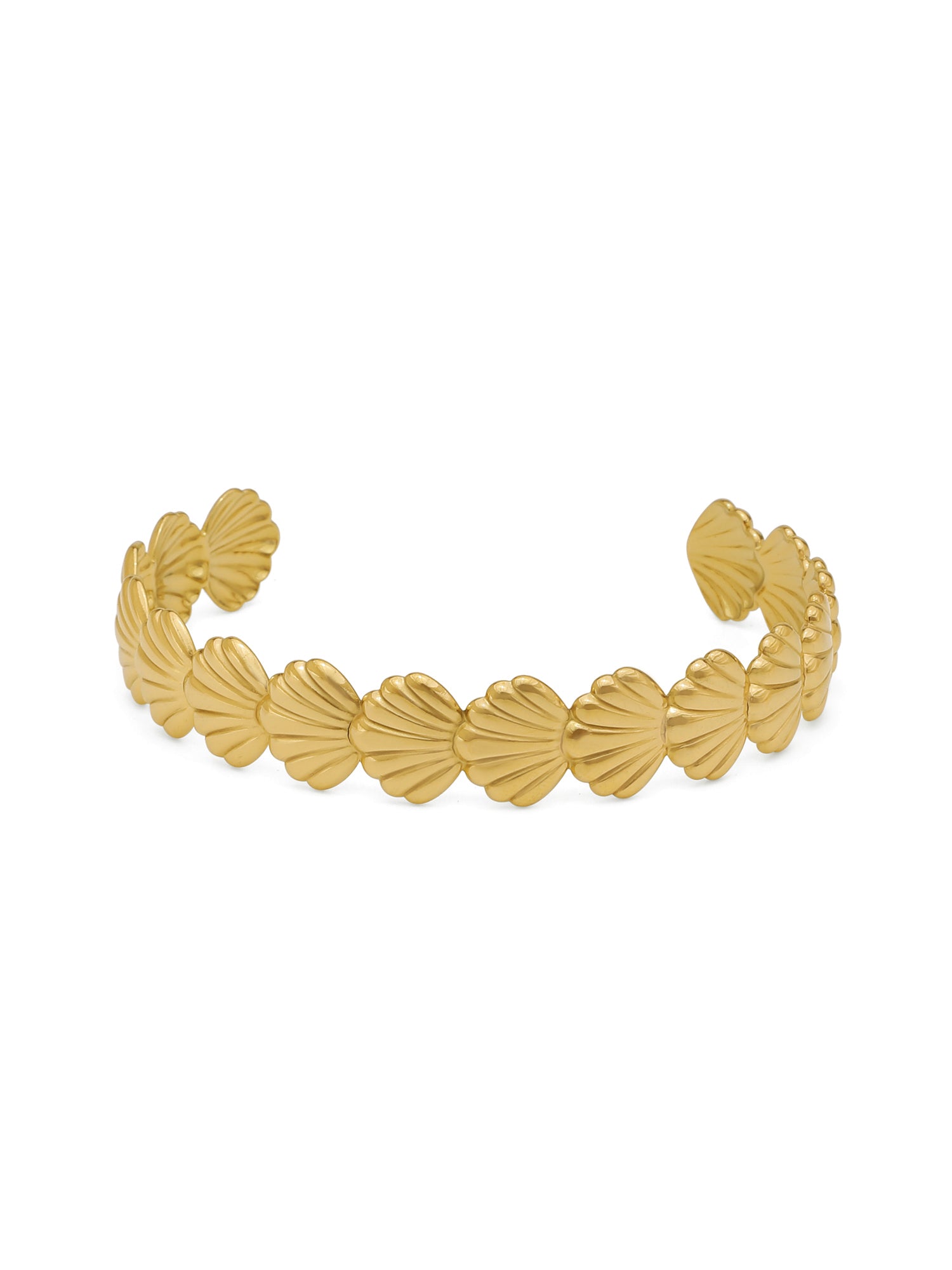 Gold-Plated Small Shell Row Open Adjustable Bracelet