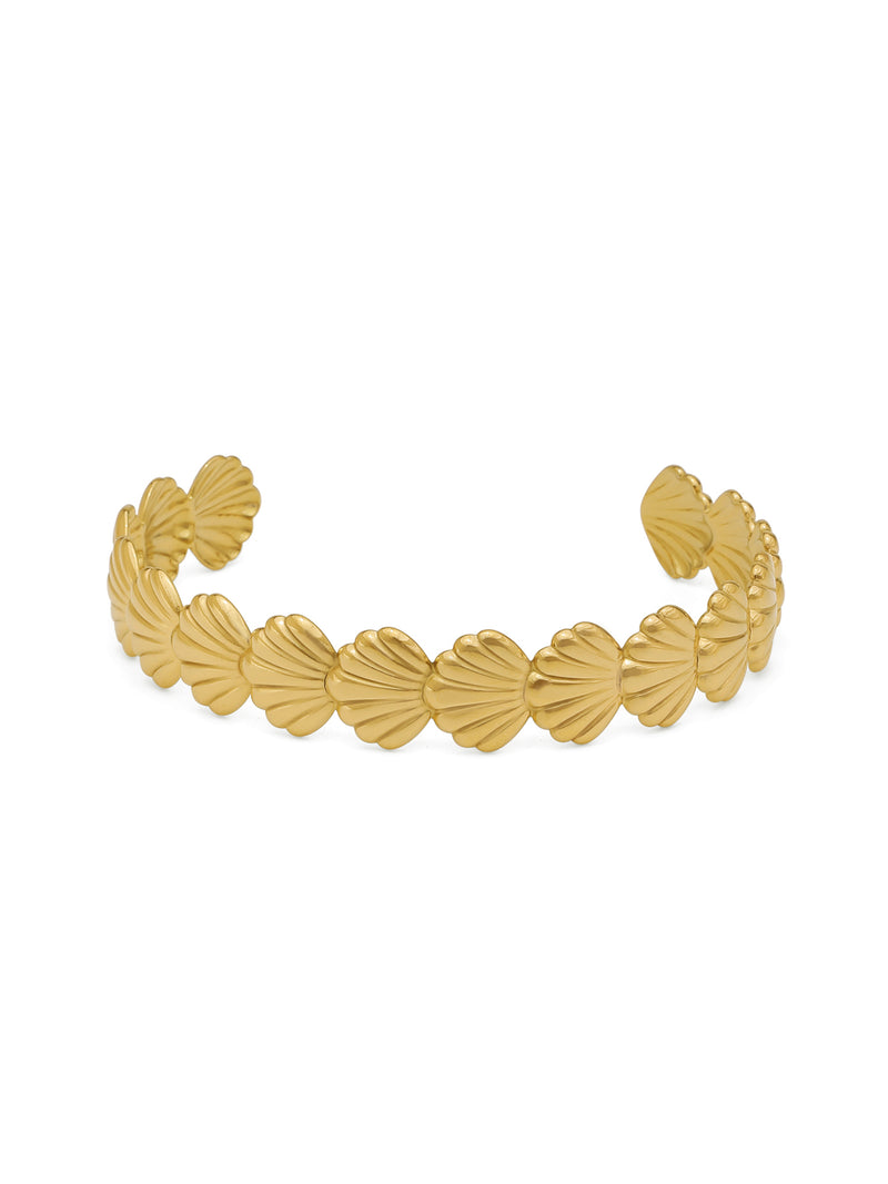 Gold-Plated Small Shell Row Open Adjustable Bracelet