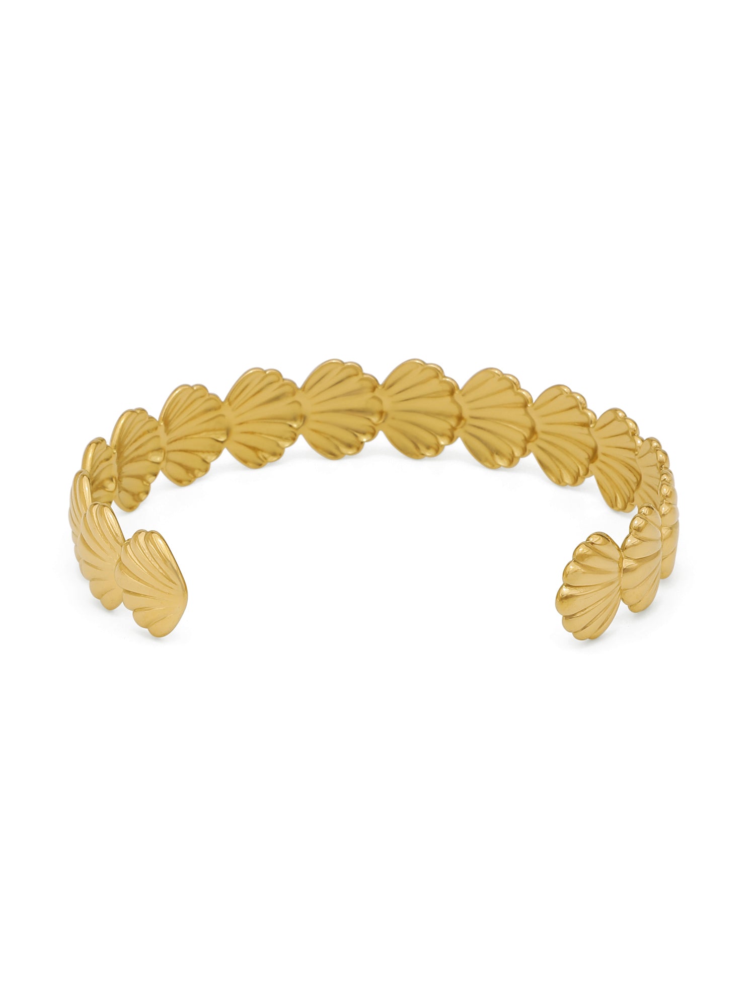 Gold-Plated Small Shell Row Open Adjustable Bracelet