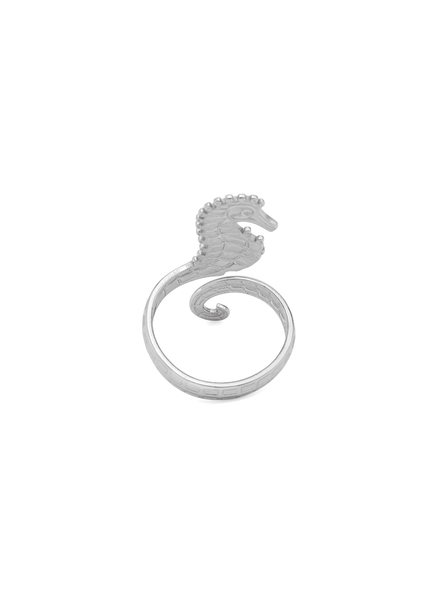 Silver Seahorse Adjustable Open Ring