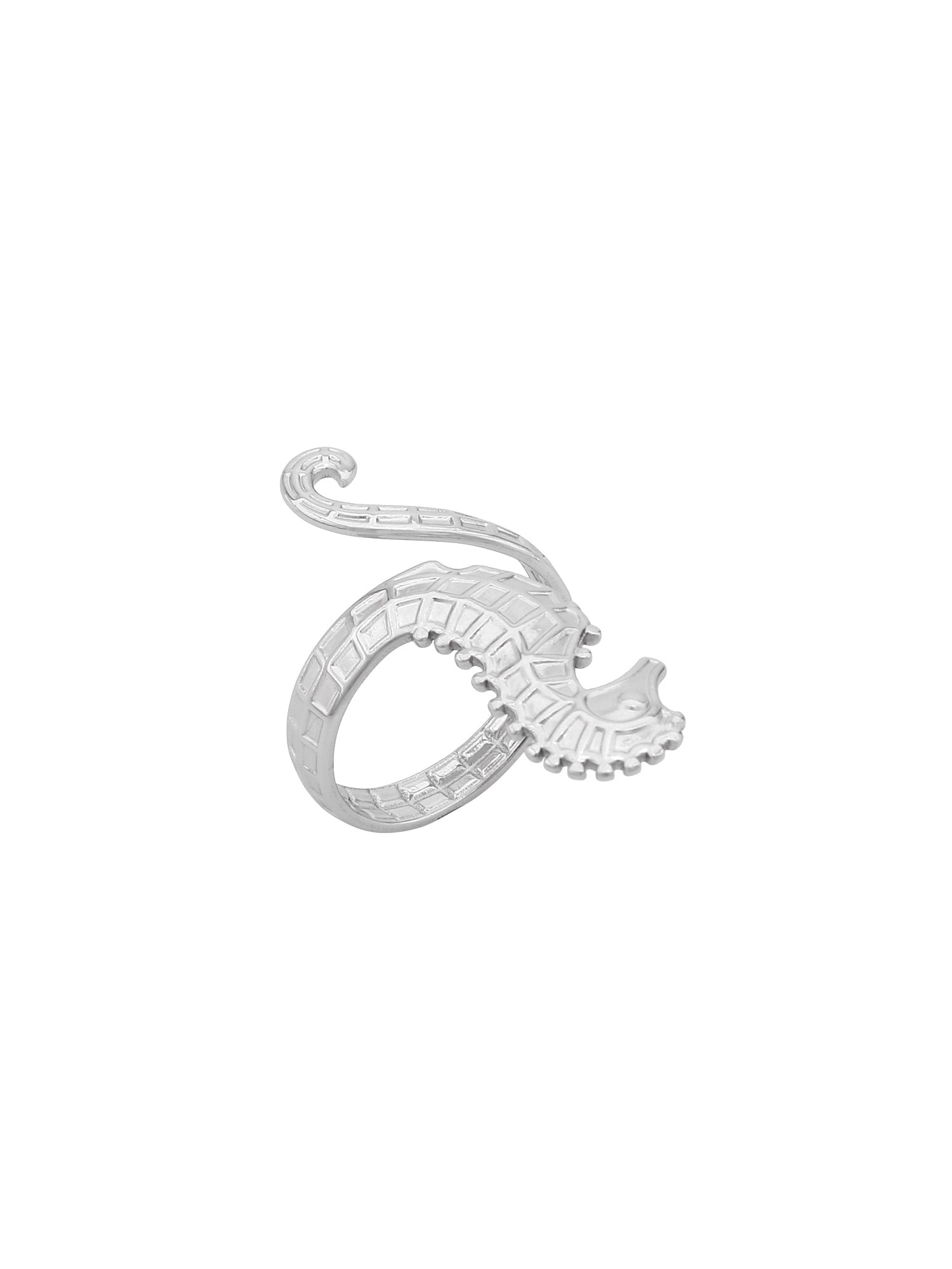 Silver Seahorse Adjustable Open Ring
