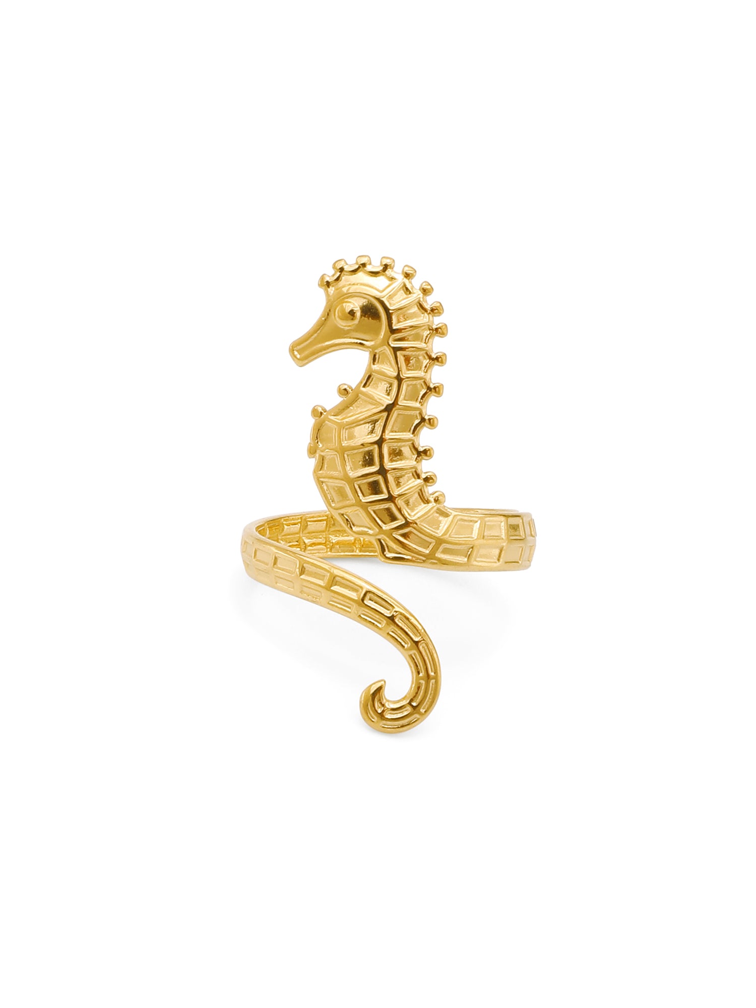 18K Gold-Plated Seahorse Open Ring