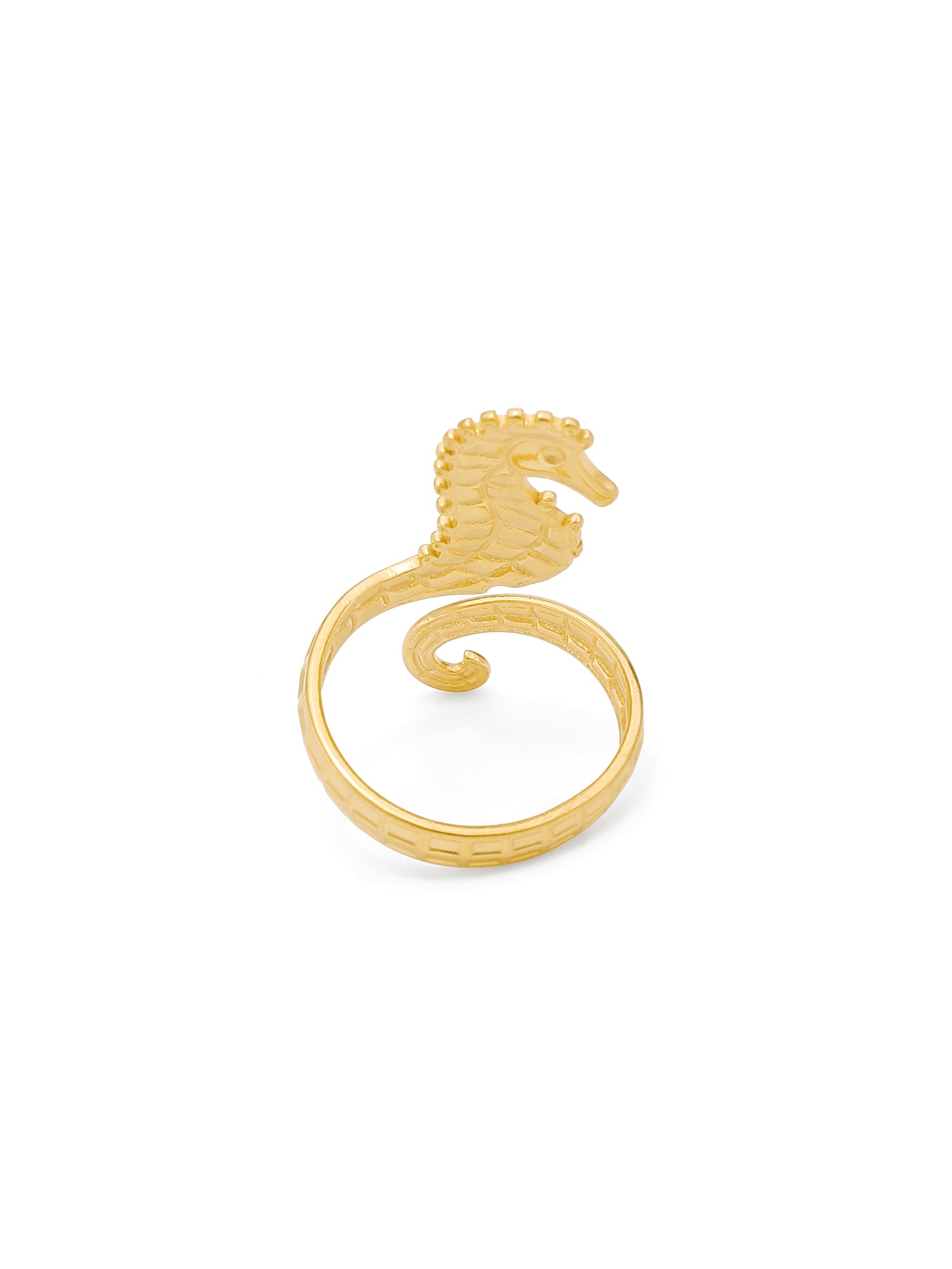 18K Gold-Plated Seahorse Open Ring