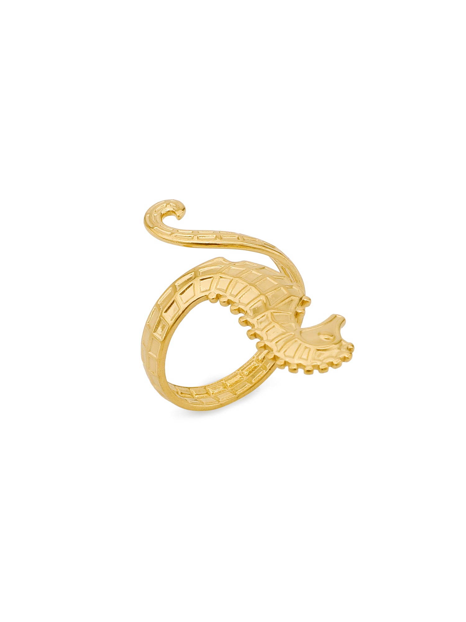 18K Gold-Plated Seahorse Open Ring
