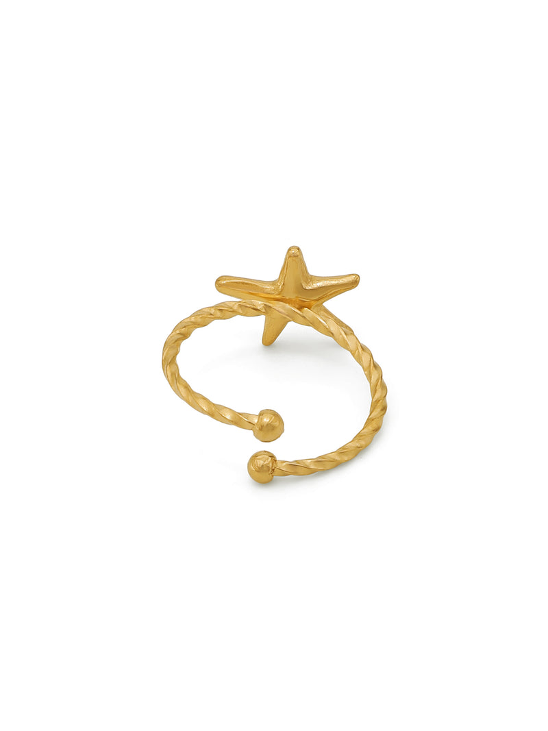 Gold-Plated Small Starfish Adjustable Ring