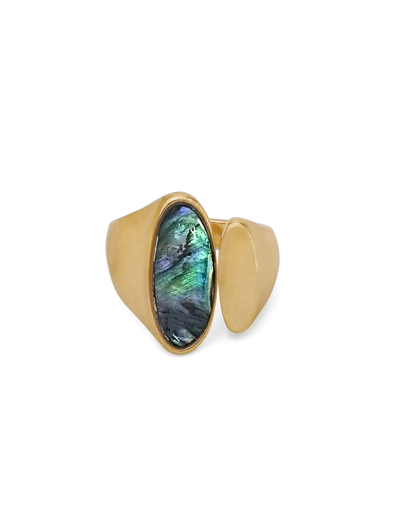 Coloured Stone Golden Open Ring